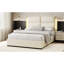 Grand lit moderne avec rangement relevable et revêtement en cuir confortable avec revêtement en cuir et compartiment hydraulique, crème-812541826