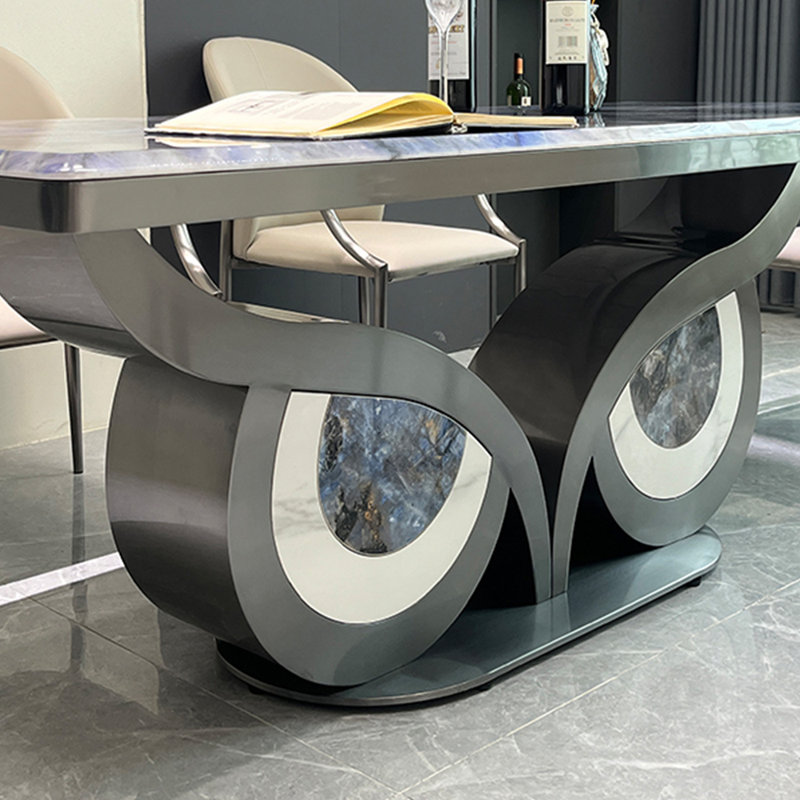 Ensemble de salle à manger rectangulaire moderne 35,4 po, Gris, H 29,5 po x L 94,4 po x l 35,4 po