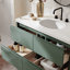   Ensemble de meuble-lavabo mural ovale simple de 42 po avec comptoir en quartz blanc Carrara de 1,5 po Ensuko-768364786-768364785