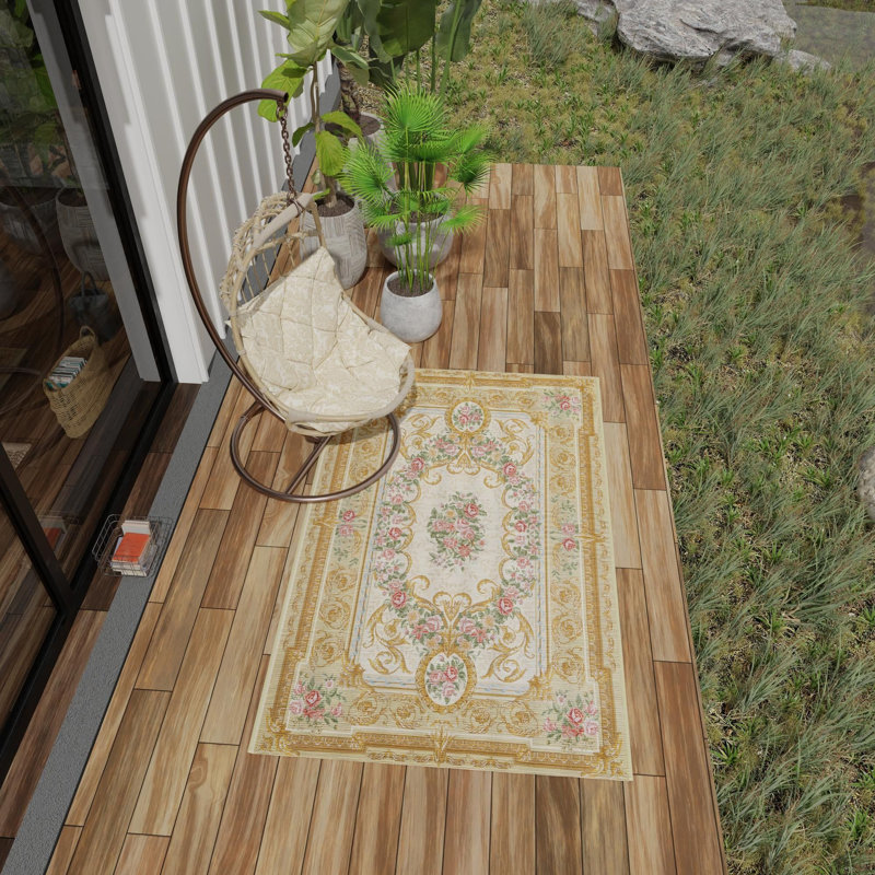 Tapis traditionnel d'extérieur Nil ivoire et beige