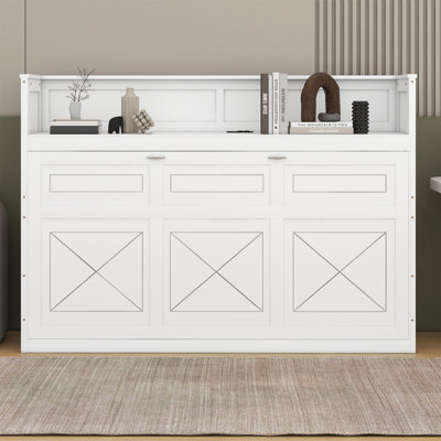 Murphy Bed With Desk,LED Light And USB Charging Station
