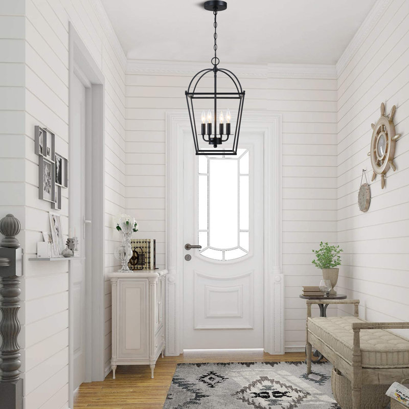 CHANDELIER H 21 "AVEC 4 LUMIÈRES AVEC FINI NOIR MAT, E12 / candélabre