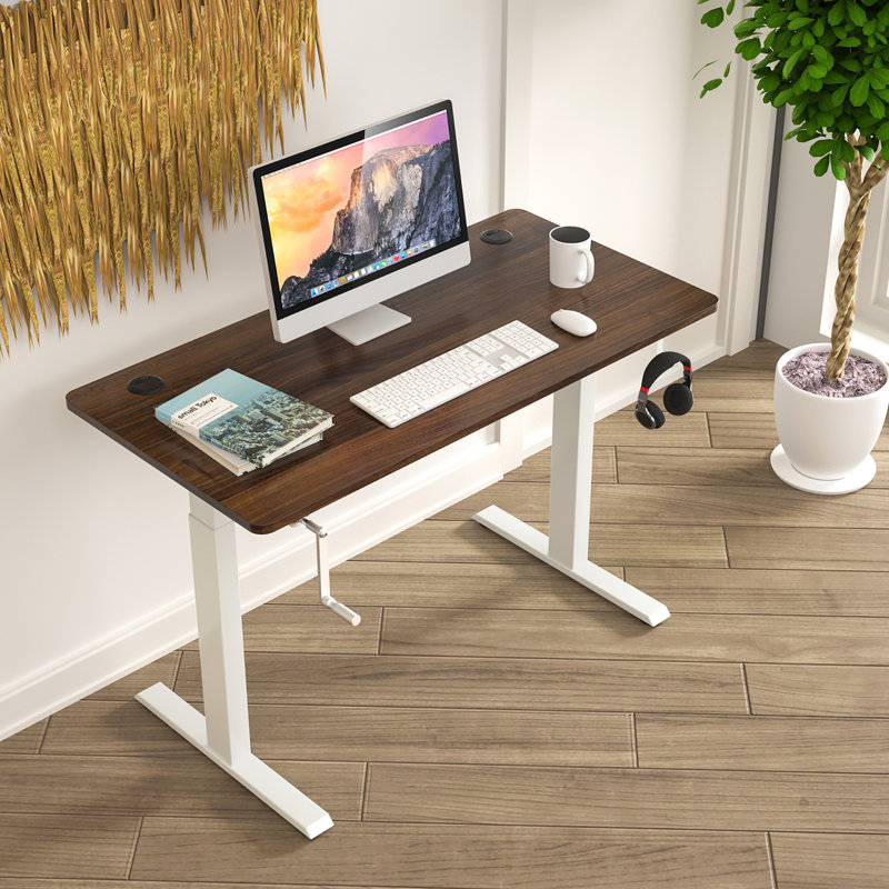 Bureau debout à hauteur ajustable Bennink, Noyer/blanc