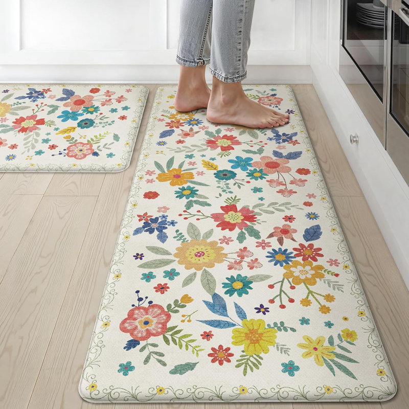 Tapis de cuisine antidérapants et antidérapants, Beige