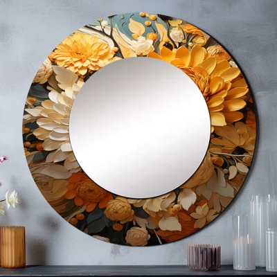 Radiant Reverie Botanical III - Abstract Botanicals Round Mirror Wall Decor