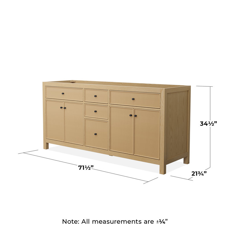Pendry 71.25" Freestanding Double Bathroom Vanity Base Only, Matte Black