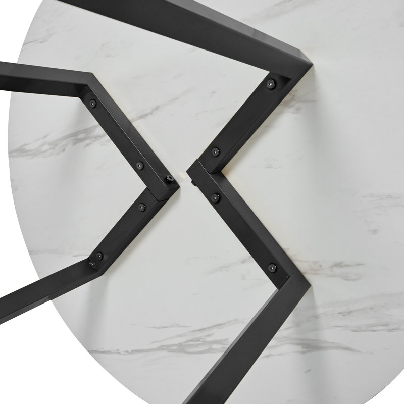 Carmaine Round Metal Base Dining Table, Black