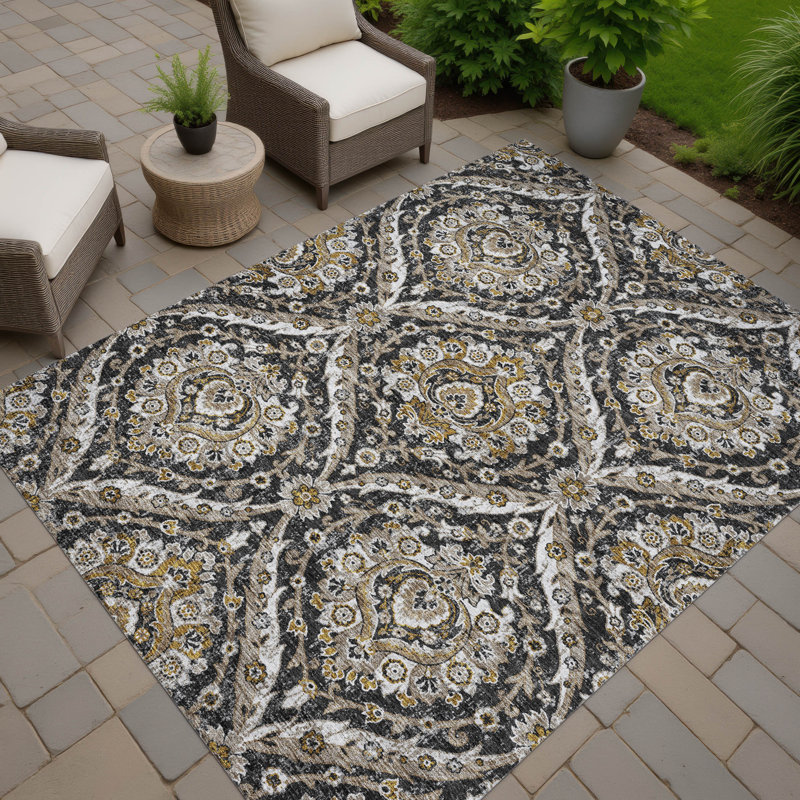 Machine Washable Indoor/Outdoor Chantille ACN2703 Global Rug, 3' x 5', Black