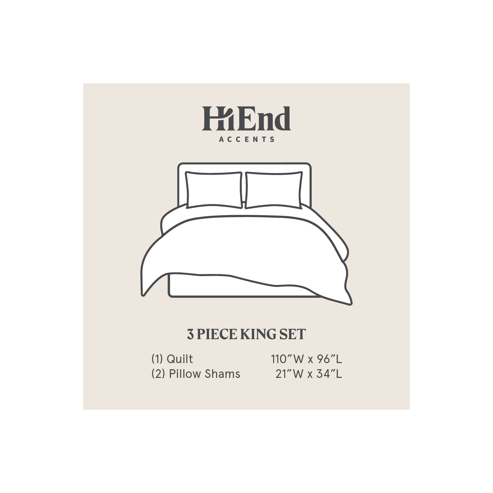 Brockham Premium 100% Lyocell Silky Soft Modern Contemporary 3 Piece Quilt, Ivory, King Quilt + 2 King Shams