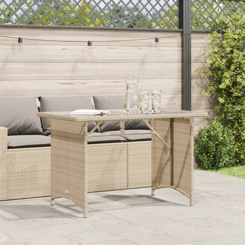 Rectangular Outdoor Dining Table , 110cm cm W 68cm cm D, Beige