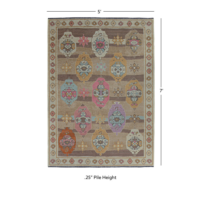 Laurel Adana Machine Woven Polyester No Pattern Area Rug in Brown, Rectangle 5' x 7'