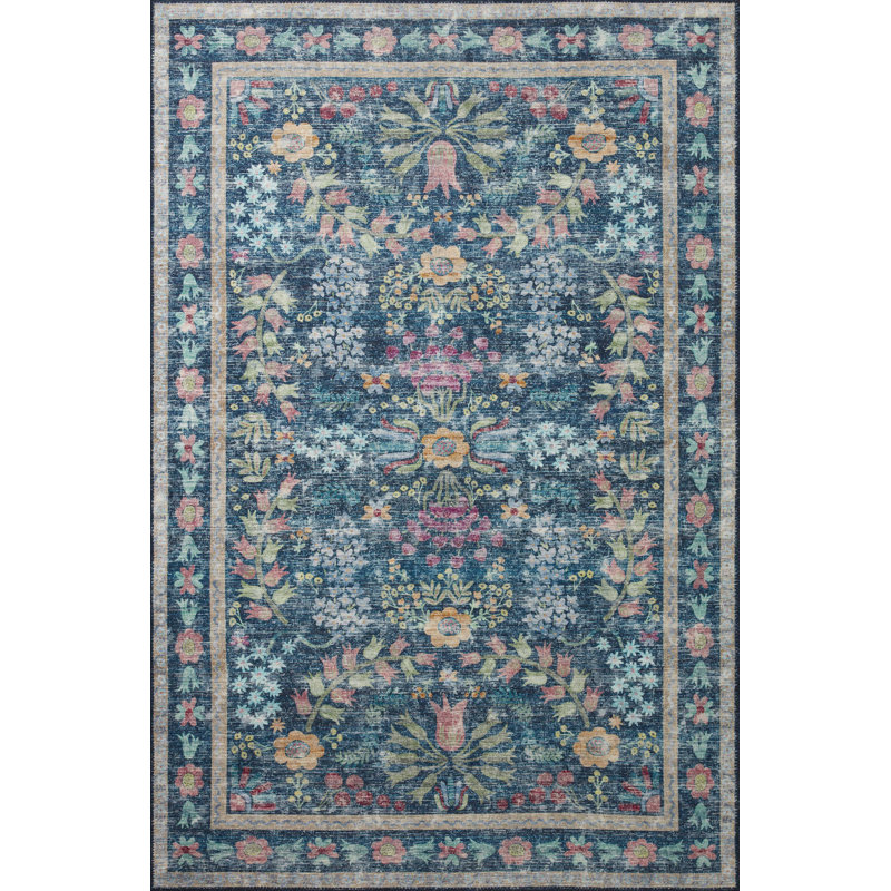 Rifle Paper Co. X Loloi Maison Frances Blue/Multicolor Rug, Rectangle 8 pi 4 po x 11 pi 6 po