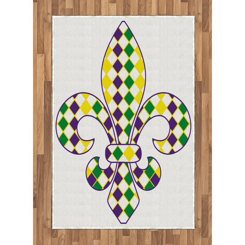 Mardi Gras High Density Long Fiber Poly Threads Decorative Area Rug Carpet, Rectangle 4' x 5'8"