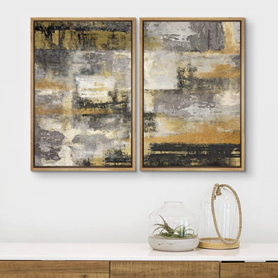 «Abstract Paint Effect», impression sur toile abstraite jaune noir sur fond grunge