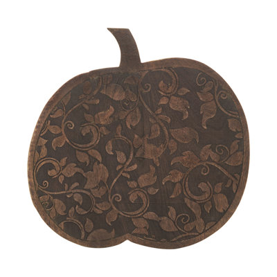 Wash Wooden Carved Vine Pumpkin 14x14x1.5