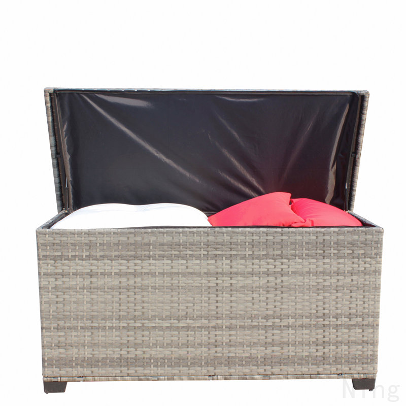Wicker Patio Furniture Storage Box (Grey )