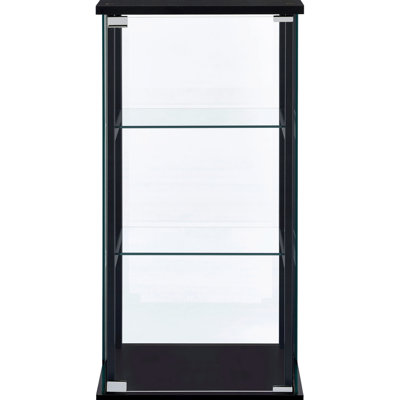 Black Glass 3 - Shelf Storage Cabinet With Clear Door, Complementing Various Furniture Styles, 14.63 Inches Deep Curio Tempered Door For Spacious And Display In Primary Living Space, 33.5 High, 16.49