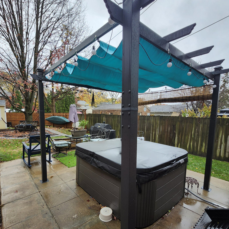 Sim Aluminum Pergola with Canopy, 10 ft. W x 10 ft. D, Blue