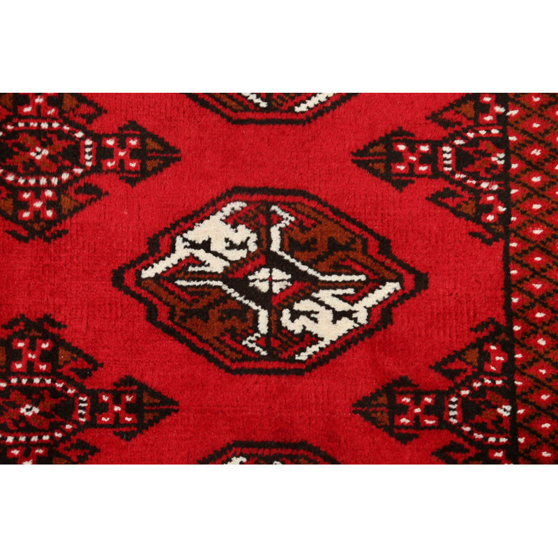Tapis rouge noué à la main de conception unique 3 pi 4 po x 4 pi 6 po