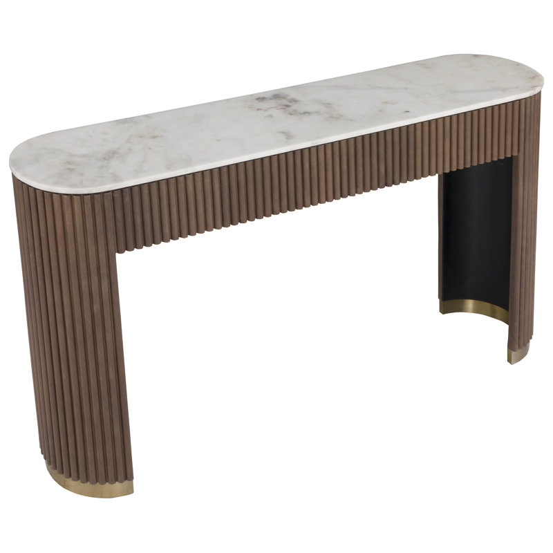 Dimitri 64'' W Marble Console Table, White