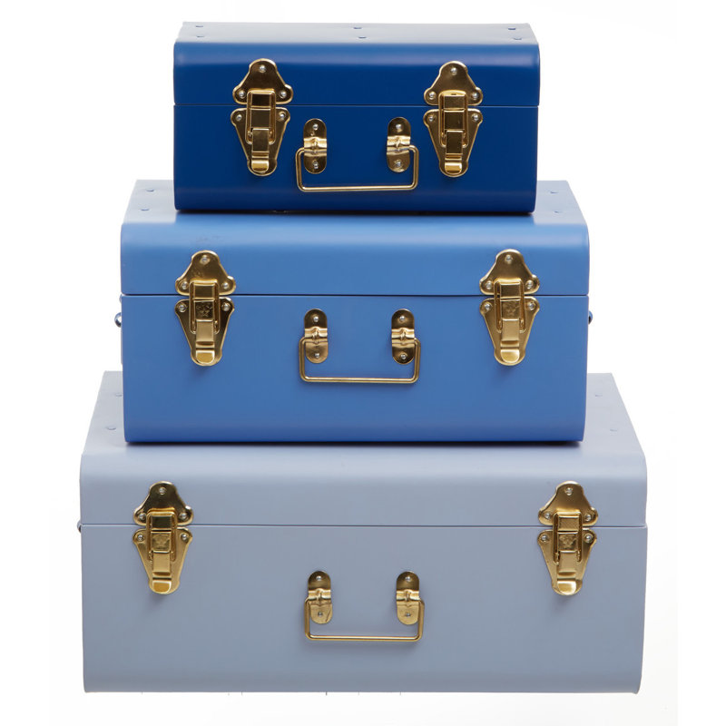 Forbush 3 Piece Accent Trunk Set, Blue