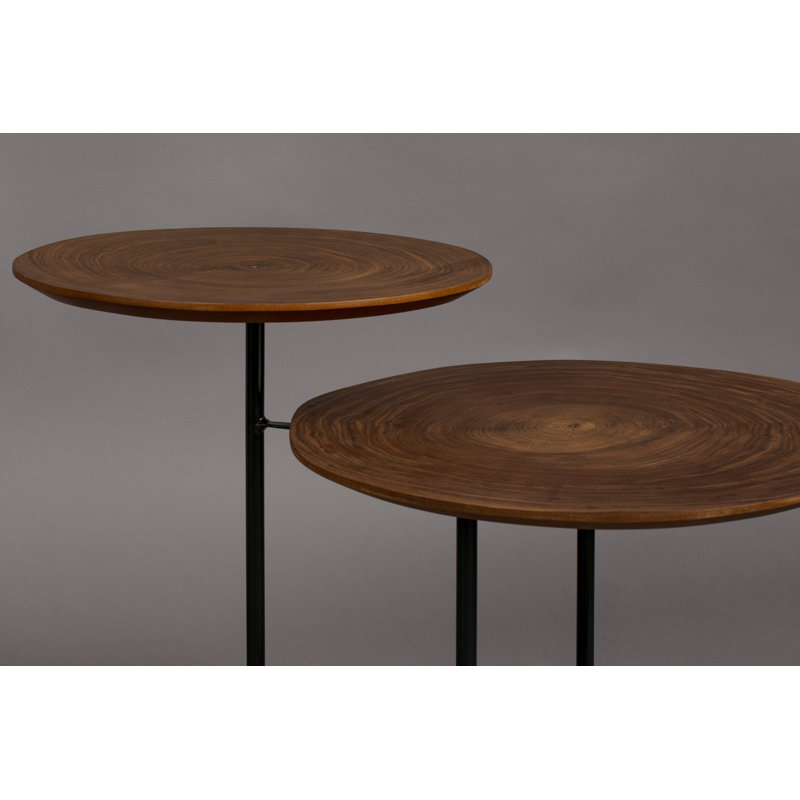 Mathison Circular Duo Walnut & Iron Side Table