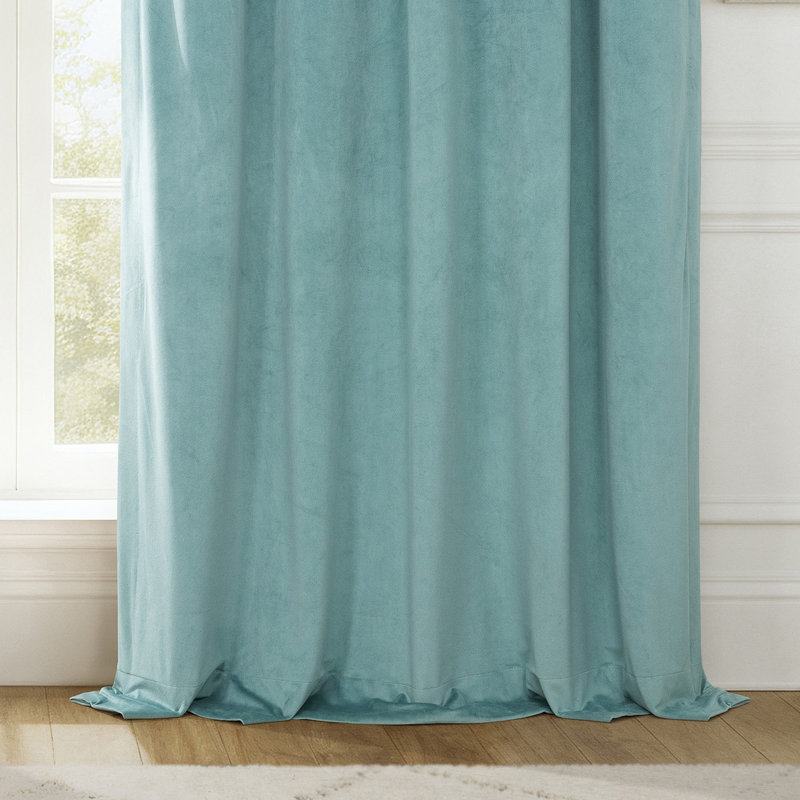 Olivia Velvet Blackout Curtain (1 Panel), Aqua Mist, 50" W x 84" L