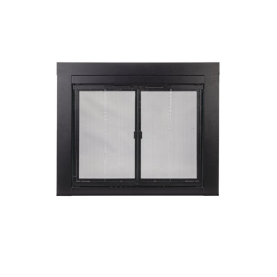 Amesbury Black Bifold-Style Fireplace Glass Door - Large