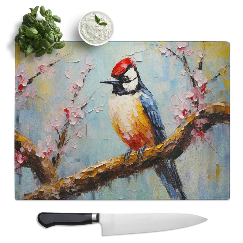 Woodpecker Palette Knife  Glass Chopping Board