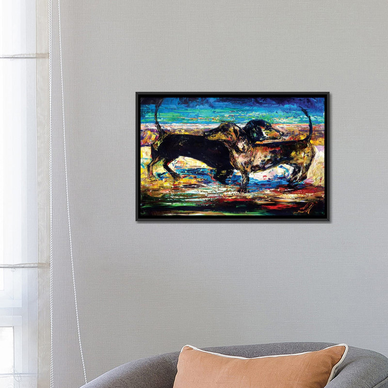 Peinture de sœurs sur toile tendue, H 18 po x l 26 po x P 1,5 po, Toile avec cadre noir, Pas de tapis