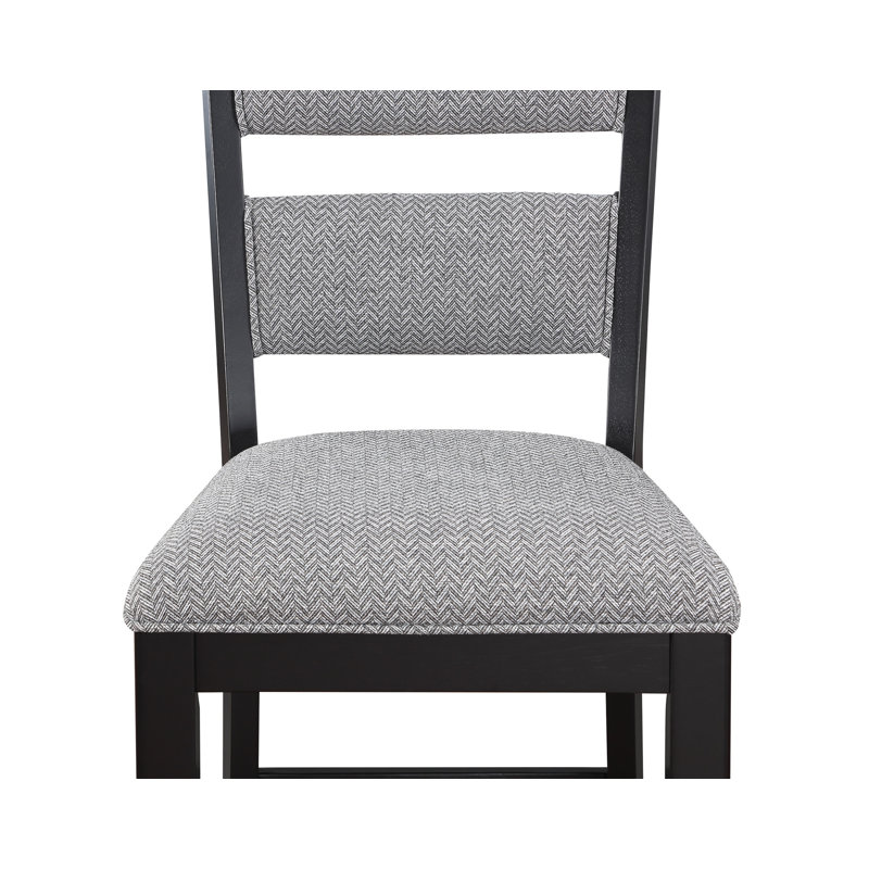 Ensemble de 2 pièces tabouret de bar à hauteur de comptoir noir de style campagnard avec siège et dossier rembourrés de couleur grise