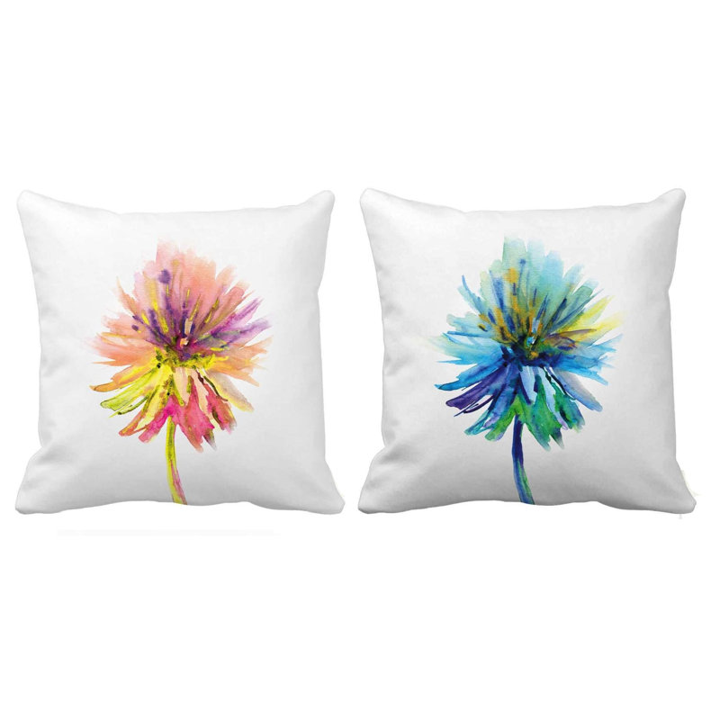 Housse de coussin Flower, Rose / Mauve / Jaune