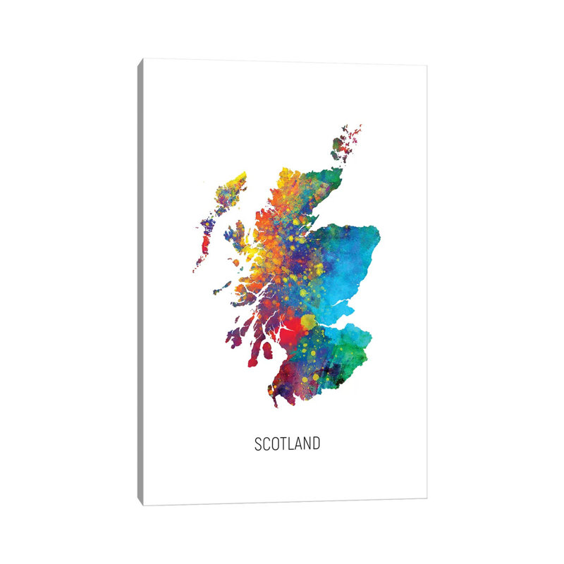 Carte d'Ecosse par Michael Tompsett - impression d'art graphique, Pas de tapis, H 26 po x l 18 po x P 1,5 po, Toile tendue