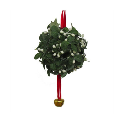Kurt Adler Hanging Christmas Ornament, Mistletoe Ball, 9"