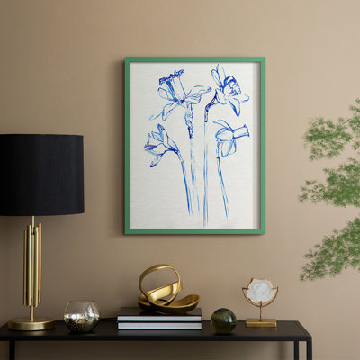 Inky Daffodils II, reproduction encadrée - bois massif