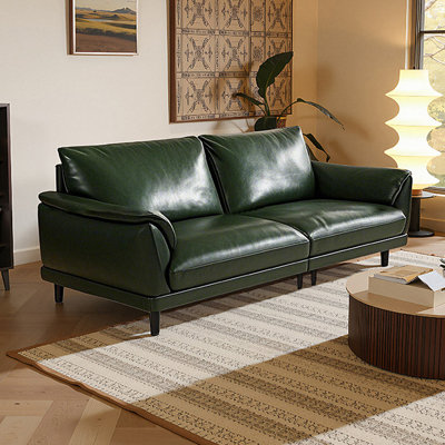 Green Genuine Leather Modular Sofa cushion couch