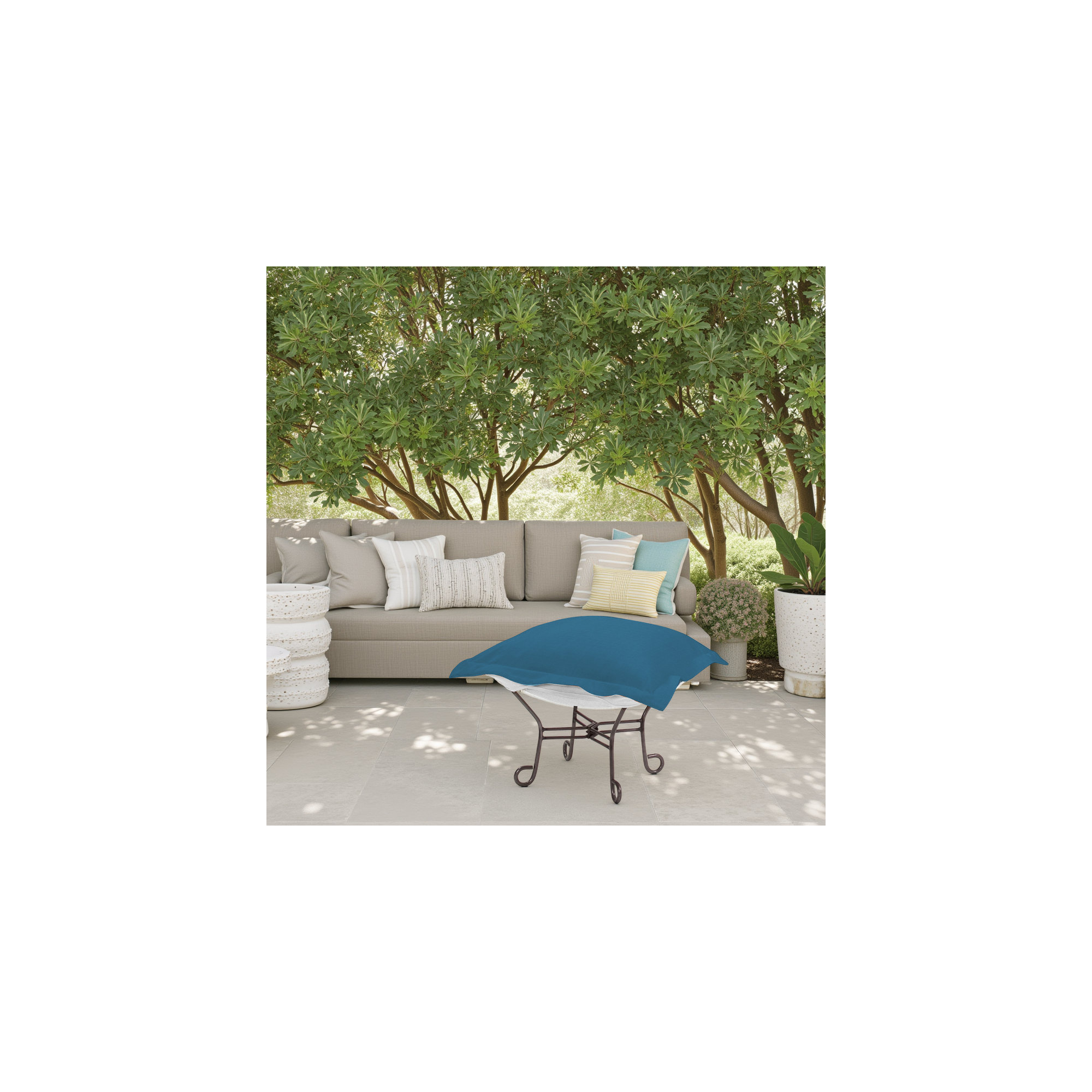Olen Sunbrella Outdoor Ottoman Cushion, Seascape Turquoise Sunbrella®