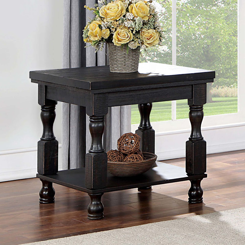 Table de bout de style rustique noir antique 1pc