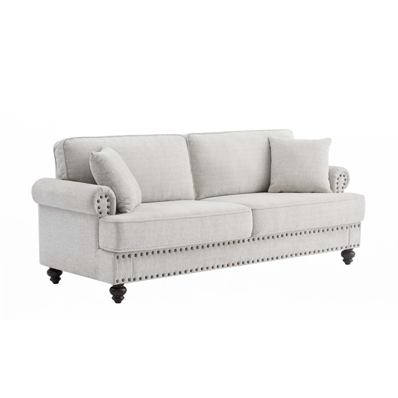 82" Chenille Sofa Couch, White