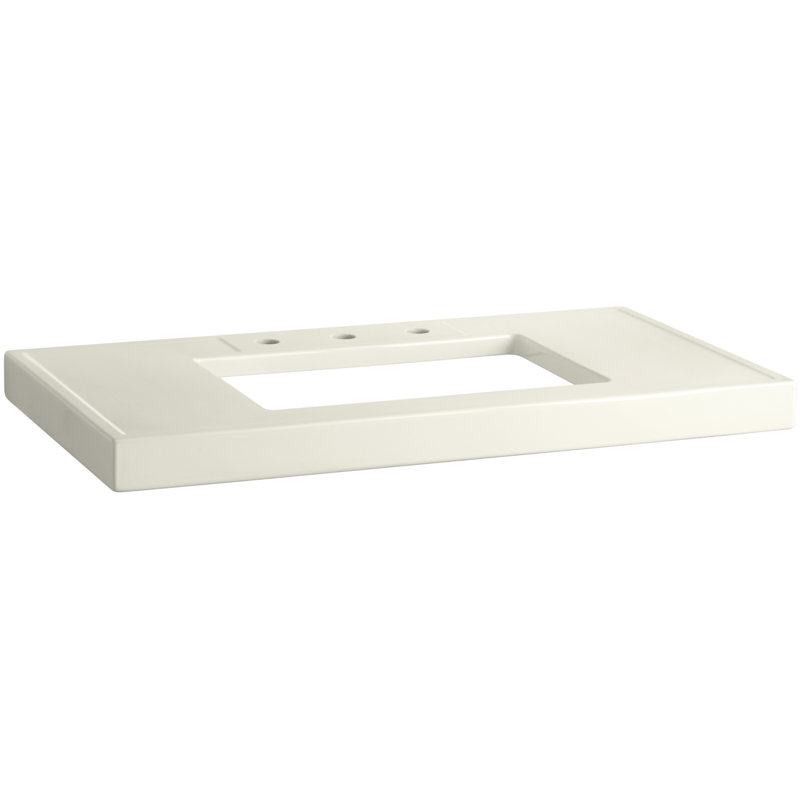 Kathryn Fireclay Rectangular Console Bathroom Sink with Overflow, Biscuit