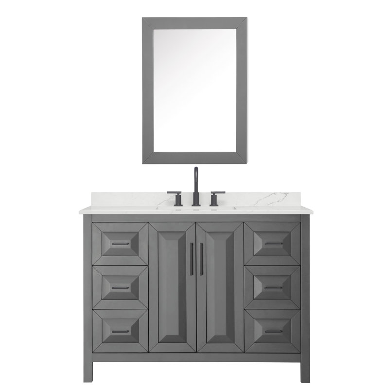 Daria 48'' W Vanity, Gray, Matte Black, Giotto Quartz