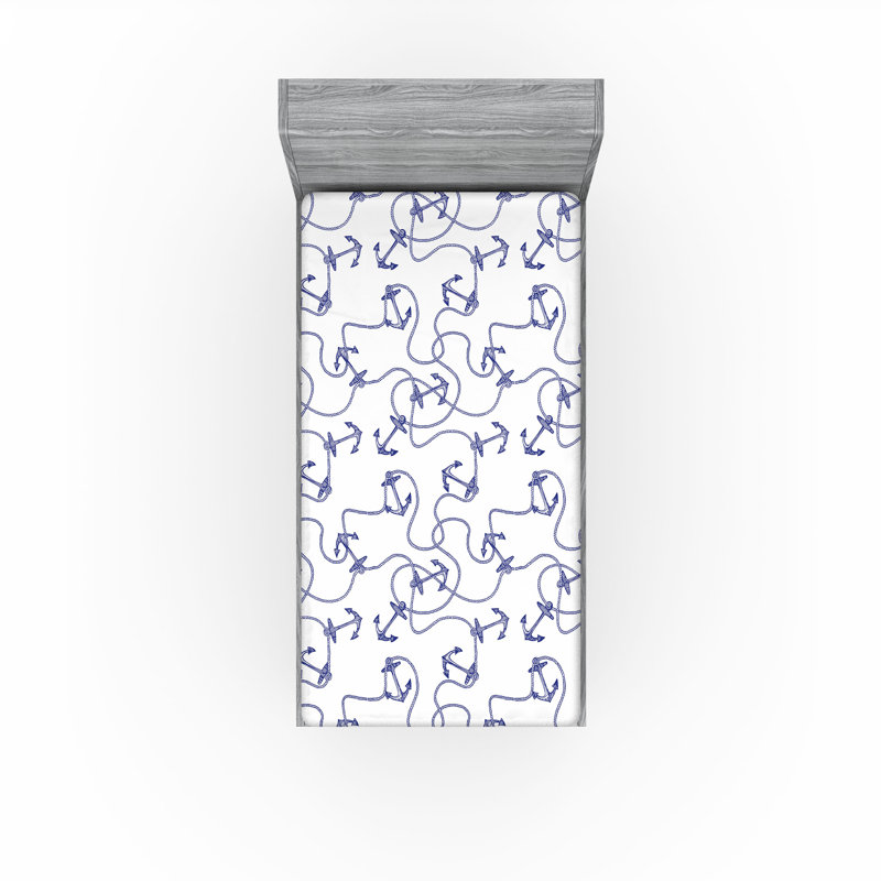 Drap-housse Ambesonne Anchor, ensemble de 2 ancrages dessinés à la main, Drap-housse simple TG