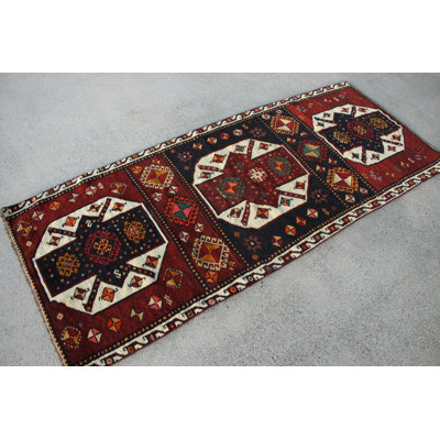 Handwoven Vintage Turkish Herki Rug in Purple for Stairs Entryway and Dorm Room Floor Accent