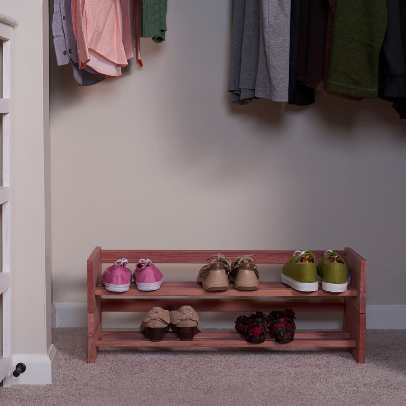Stackable Cedar Wood Shoe Rack with Unfinished Finish
