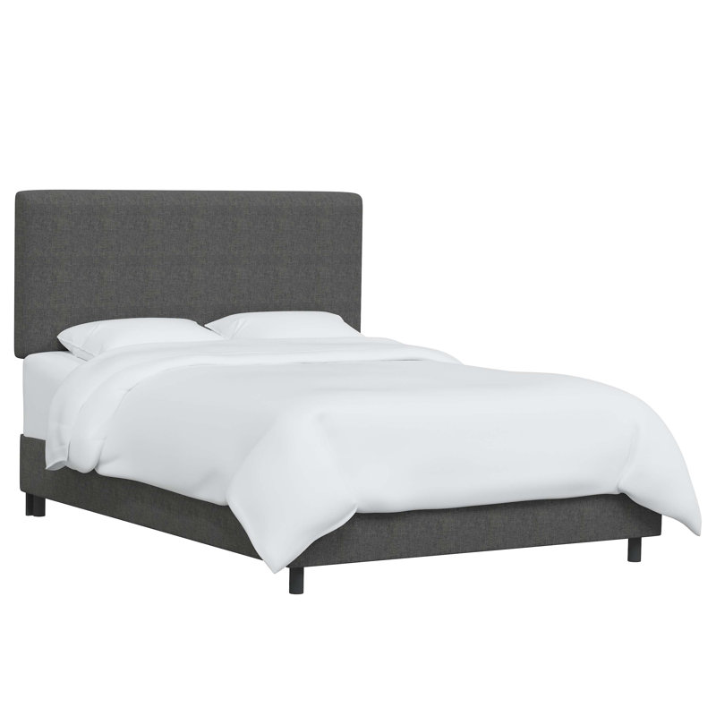 Lit tapissier standard Surant, Lin gris anthracite texturé Zuma, Double