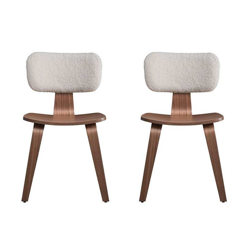 Ensemble de 2 chaises d'appoint en bois en noyer et blanc