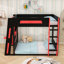 Lit superposé en bois avec port USB, tablettes, bureau et bande lumineuse-466411671-466411664