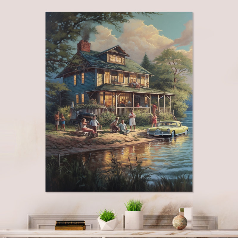 «Summer Vaccation at the Cottage I», reproduction d'art sur métal sans cadre, H 40 po x l 30 po x P 1 po