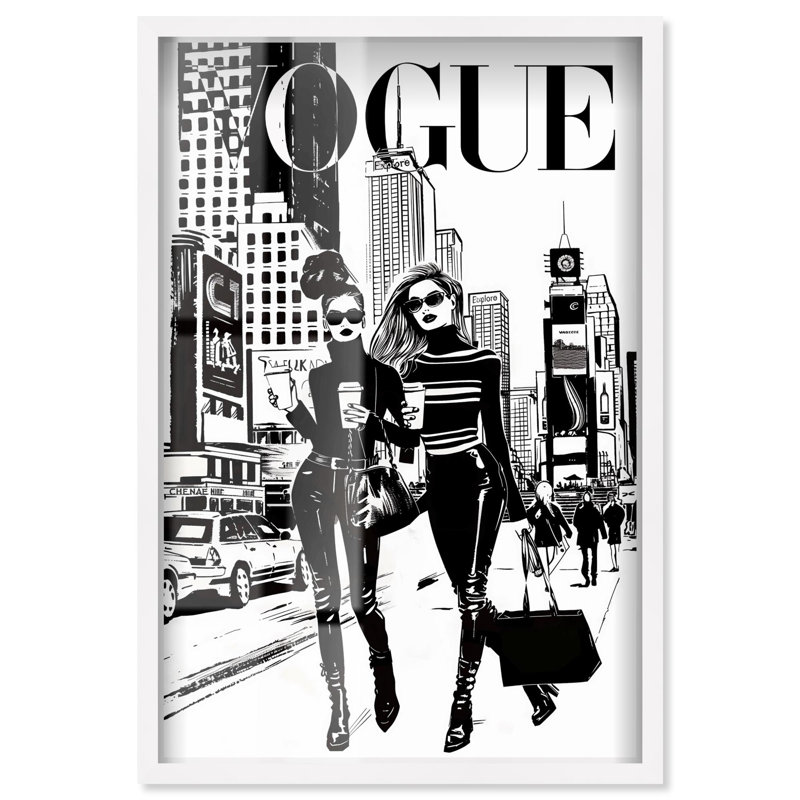 «City Gals Cover II Shadowbox Print» par Art Remedy, H 46 po x l 31 po, Blanc