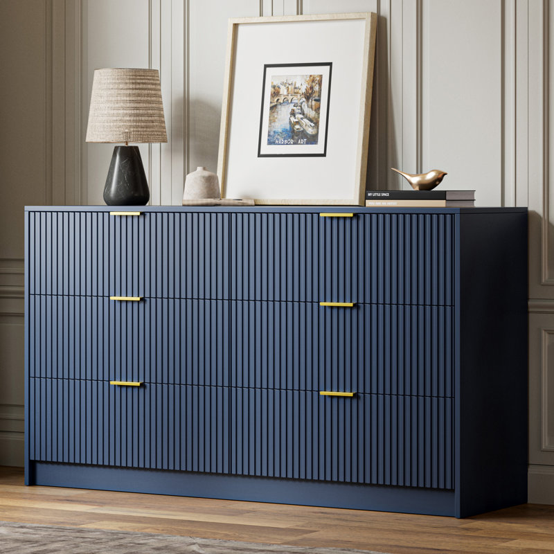 Commode 6 tiroirs, l 55,1 po, Marine